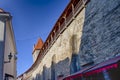 Travel Ideas. Ancient Wall of Renowned Tallinn Landmark Viru Gates Royalty Free Stock Photo