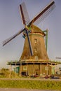 Travel Ideas and Concepts.Line of Traditional Dutch Windmills Royalty Free Stock Photo