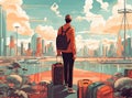Travel illustration - made with Generative AI tools Royalty Free Stock Photo