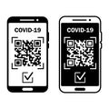Travel immune passport in mobile phone. Covid-19 immunity certificate for safe traveling or shopping. Electronic health passport