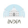 Travel India badge. Taj Mahal illustration