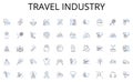 Travel industry line icons collection. Attitudes, Conformity, Socialization, Prejudice, Stereotypes, Groupthink Royalty Free Stock Photo