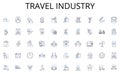 Travel industry line icons collection. Sun, Sand, Waves, Surfing, Seashells, Relaxation, Ocean vector and linear Royalty Free Stock Photo