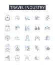 Travel industry line icons collection. Tourism, Hospitality industry, Vacation industry, Tourist sector, Leisure