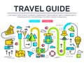 Travel infographic icons items design. Vacation rest with any elements set. Tour, trip, journey outline illustrations Royalty Free Stock Photo