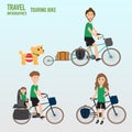 Travel infographics.Hipster Tourist and family father daughter