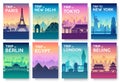 Travel information cards. Landscape template of flyear, magazines, posters, book cover, banners. Country of England, China,