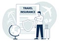 Travel insurance agreement. Worldwide protection document concept