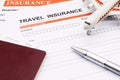 Travel insurance application form Royalty Free Stock Photo