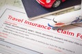 Travel Insurance Claim application form on table, business and r Royalty Free Stock Photo