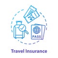 Travel insurance concept icon. Policy coverage for international tourism. Pre-paid personal service. Safety plan idea