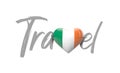 Travel Ireland love heart flag. 3D Rendering