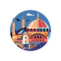 Istanbul Hagia Sophia Circle Icon in Flat