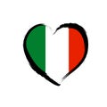 Travel italian love heart grunge icon. Love Italy flag symbol illustration Royalty Free Stock Photo