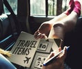 Travel Items Accessories Preparation List Concept Royalty Free Stock Photo