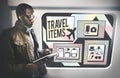 Travel Items Accessories Preparation List Concept Royalty Free Stock Photo