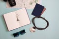 Travel items flatlay Royalty Free Stock Photo