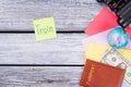 Travel items and train concept. Royalty Free Stock Photo