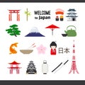 Travel Japan icons set