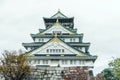 Travel in Japan, Osaka castle in autumn with vintange tone Royalty Free Stock Photo