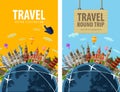 Travel, journey, trip vector logo design template