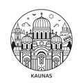 Travel Kaunas Line Circle Icon with Michael Church