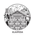 Travel Klaipeda Line Circle Icon with Old Mill