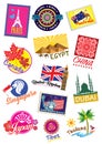 Travel landmark icon set