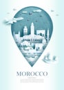 Travel landmark Morocco architecture monument pin of mediterranean Marrakech in Morocco