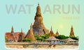 Travel landmark popular Wat Arun Temple bangkok Thailand