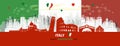 Travel landmarks anniversary Italy day with silhouette architecture background