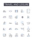 Travel and leisure line icons collection. Connectivity, Fibre, Bandwidth, Spectrum, Broadband, Nerk, Mobile vector and