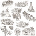 Travel - Liechtenstein. Full sized hand drawings on white.