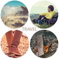 Travel lifestyle concept with mountains and people outdoor Royalty Free Stock Photo