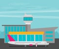 Travel Lifestyle Concept of Planning a Summer Vacation Tourism and Journey Symbol Airplane Airport City Modern Flat Design Icon