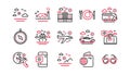 Travel line icons. Passport, Luggage and Check in airport. Linear icon set. Vector