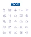 Travel line icons signs set. Design collection of Tour, Vacation, Trip, Journey, Explorer, Adventure, Backpacking