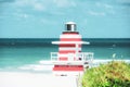 Travel location ocean concept. Miami Beach Lifeguard Stand in the Florida sunshine. Royalty Free Stock Photo