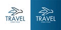 Travel Logo. Airplane design, airplane tickets, travel agencies. VECTOR