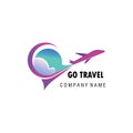 Travel logo cloud airplane illustration vector design