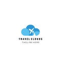 Travel logo cloud airplane illustration vector design