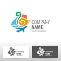 Travel logo design with boat and airplane Royalty Free Stock Photo