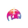 Travel logo design, Holiday bag, palm tree and airplane icon Royalty Free Stock Photo