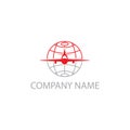 Travel logo illustration of global circle color, airplane vector design template Royalty Free Stock Photo