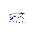 Travel logo illustration mountain and airplane color design vector template Royalty Free Stock Photo