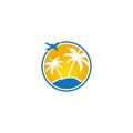 Travel Logo Vector. Beach Illustration Logo