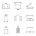 Travel luggage icon set, outline style Royalty Free Stock Photo