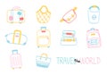 Travel luggage icons - hand drawn