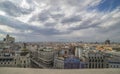 Travel Madrid, Spain cityscape above Gran Via shopping street.