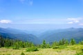 Travel, trekking, nature. Majestic, high green mountains. Horizontal frame Royalty Free Stock Photo